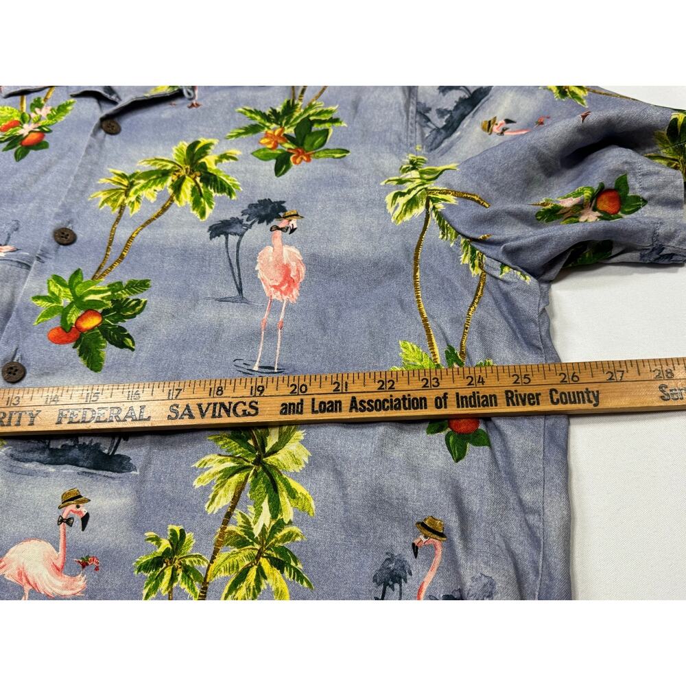 Tommy Bahama Men’s "Greetings From Florida" Flamingo Silk Hawaiian Shirt Size XL - Picture 4 of 14